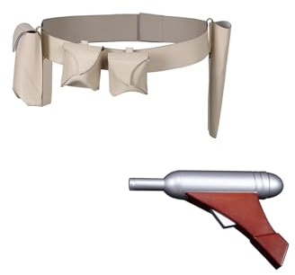 Taeyue Cosplay Hüfttasche Holster Prop Halloween Party Kostüm Cosplay Zubehör Erwachsene (Beige + Silber, M)