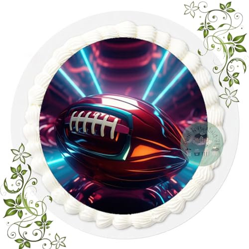 Für den Geburtstag ein Tortenbild, Zuckerbild mit Motiv, Essbares Foto für Torten, Tortenbild, Tortenaufleger Ø 20cm FONDANT American Football Nr. 6