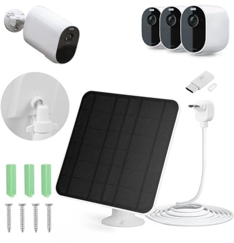 AZURAOKEY Chargeur de panneau solaire compatible avec spot Arlo Essential Spotlight/XL Spotlight, chargeur de panneau solaire Arlo Essential 4W/6W, étanche avec câble micro USB de 3 m et support mural