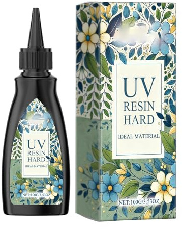 Ruwshuuk UV-Harzkleber, UV-Harz hart - Schnell trocknender Harzkleber - Klarer UV-Harzkleber für Schmuckherstellung, Basteldekoration, harter UV-Kleber für Bastelarbeiten, 100 g