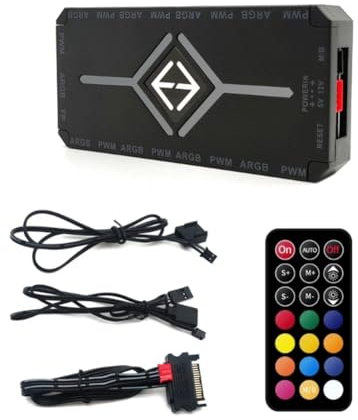 Miiauflskld Controlador ARGB PWM Control Remoto Inalámbrico Hub de Ventilador Controlador PWM ARGB Adaptador de Concentrador Computadora PC Caja Caja Radiador