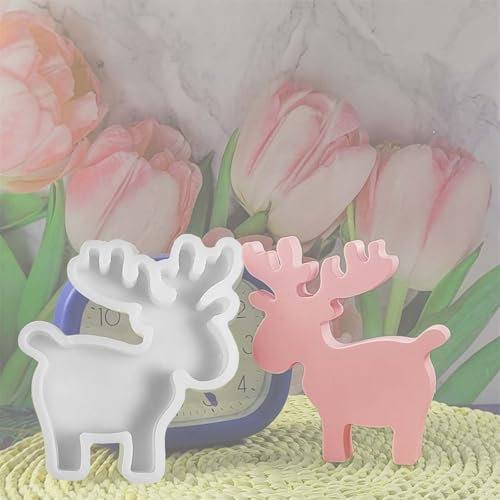 Weihnachten Elch Kerzenformen zum Gießen WISIRENT, Silikonform Weihnachten Elch Silikon Gießform Elch, Silicone Mold Christmas Elk Elch Gießformen Silikon für Weihnachten, Halloween Verwendet, Ostern