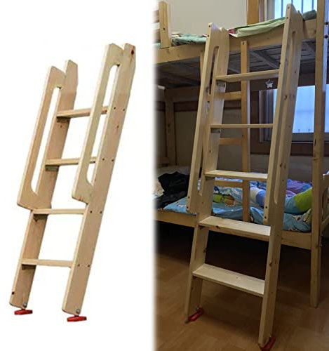 DMMFTERL Bunk Bed Ladder Wooden Bunk Bed Ladder with Handle, Stable Safety Wooden Bed Side Ladder for Attic/Stairs/Top Bunk//Dorm, Easy to Assemble (Size : 5 Step 150cm/59) (Onecolor 5 Step 150cm/59)