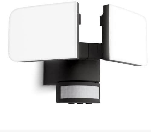 SSC-LUXon ETHIR LED Strahler mit Bewegungsmelder Außen Doppelflügel schwarz Außenlampe Wand Licht Spotlight Außenleuchte Hauswand Leuchte IP54 wetterfest 230V