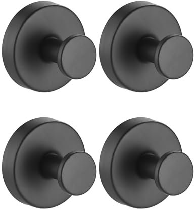 Anvin Paquete de 4 ganchos de ventosa de acero inoxidable para colgar, sin taladro, para baño, cocina, para colgar toallas, batas, lufa, ganchos de succión impermeables para montar en puertas de