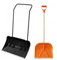 MiG-met - 2er Set Schneeschieber mit Rädern und Schneeschaufel Kunststoff mit Stiel - Schneeräumer, Schneeschieber - Groß, aus robustem Plastik, mit Aluminiumkante - 80x140cm, Schwarz/Orange