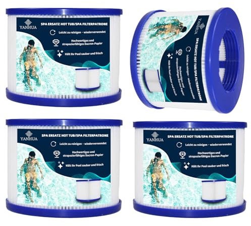 YANHUA Filter cartuschen für aufblasbares Spa, Filtre Spa Intelligent 76 X 100 mm, Accessoires Spa, Filtre Spa pour Aquaparx, Filtre à lamelles pour Piscine, Durable (4pcs)