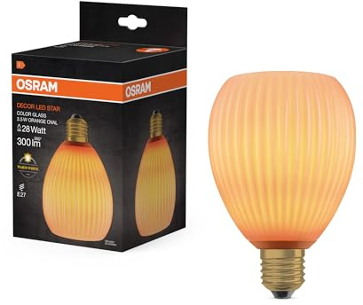 DECOR LED LAMP IN COLOURED GLASS IN COLOURED GLASS OVAL ORANGE | 1906 DECOR LED FLAT LAMP 3.5W 827 E27 Non-DIM, LED Lamps, Orange, 110 mm dia, 25000 h, 1-Pack