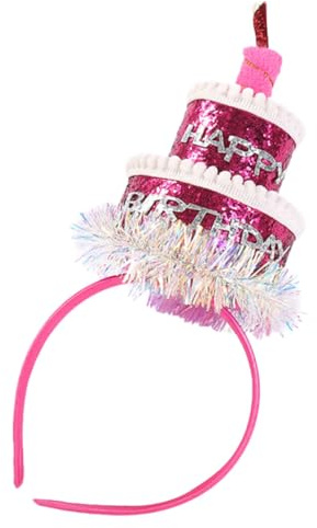 DECOMELODY Geburtstagshaarband Party Kopfschmuck mit Glitzernder Torte Haarreif für Geburtstagsfeier Bequemer Haarschmuck in Purpur
