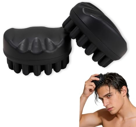 KAFZEL 2 PièCes Brosse Cheveux BoucléS En Silicone, Pour Cheveux Afro Et Dreadlocks, Durable,Unisexe Pour Massage Du Cuir Chevelu (Noir)