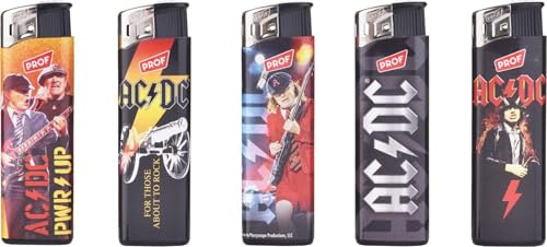 Feuerzeug 5X Mehrwegfeuerzeug AC/DC Fanartikel Geschenkidee im Set