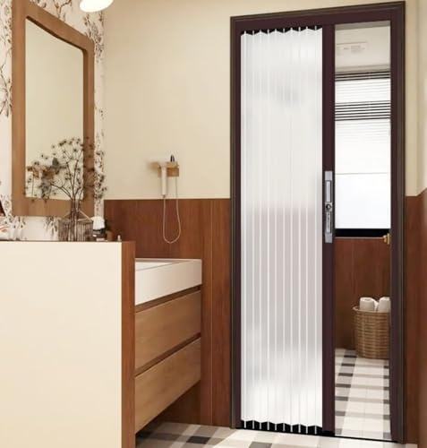 Porta A Soffietto Porte A Libro Piccoli spazi Privacy Porta a fisarmonica in vetro satinato, armadio interno Camere da letto Porte scorrevoli multiple Cancello pieghettato(148x200cm/58.3x78.7in)