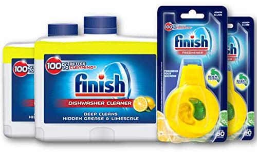 Finish Dishwasher Freshener and Cleaner Multipack, Lemon, 2 x Dishwasher Cleaners, 2 x Dishwasher Fresheners