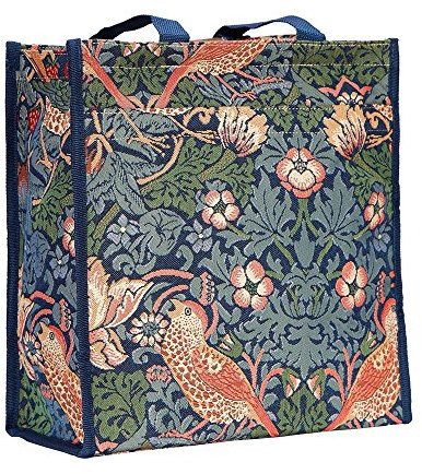 Signare Tapisserie Einkaufstasche, Shopper, Tragetasche, Shopper Damen Groß, Umhängetasche Damen (Erdbeerdieb Blau)