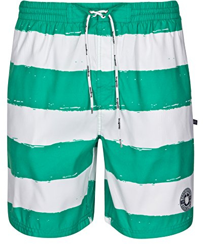 bugatti® - Herren Badeshort, grün und weiß gestreift, in Größe L