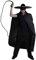 Adult Costume Set - Spanish Bandit Outfit: 56 Black Cape with Collar, Black Eye Mask, Large Black Sombrero with Silver Trim, Bull Whip (I Love Fancy Dress®)
