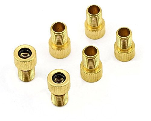 6 PCS Ventil Adapter, YOCZOX Fahrrad Ventil, Bike Adapter, Ventil-Stecker, von Sclaverandventil, Dunlopventil auf Autoventil (Schraderventil) mit Dichtung, Ideal für Fahrradpumpe, Druckluftpumpe, Gold