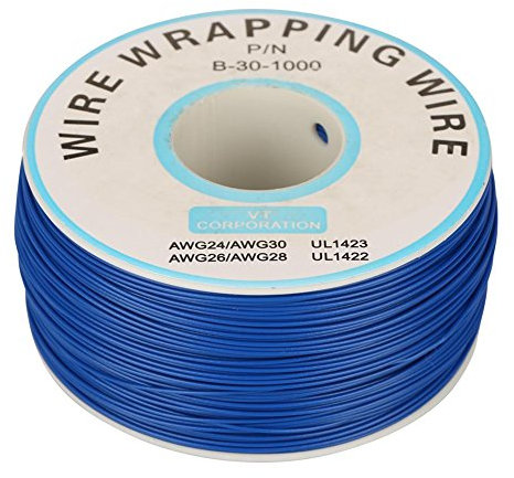 Cable Eléctrico, 1 Rollo Envoltura de Alambre Hilo de Cobre Sencillo Hilo 30awg Cable 0.25mm Diámetro de Núcleo (Azul)
