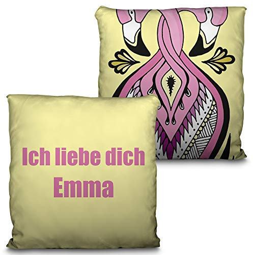 LolaPix Flamingo Kissen. Personalisierte Geschenke für Verliebte. Beidseitig Komplett bis zur Naht Bedruckt. Kissen für Verliebte inklusive Füllung. Verschiedene Größen. Love Flamencos