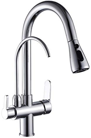 GROHES Pull Out Kitchen Taps with Drink Water Filter Function Kitchen Sink Mixer Taps 3 in 1 Water Filter Purifier Tap,Brushed Nickel Chrome Black,Chrome