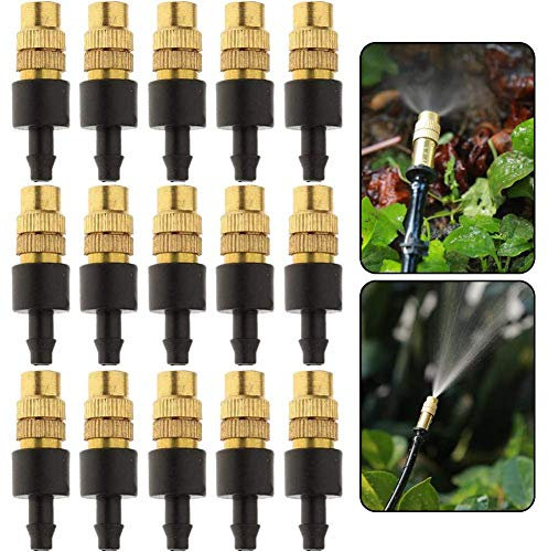 BETOY 15pcs Ajustable Bronce Cabezas De Pulverizacion De La Boquilla De Nebulizacion De Riego Boquilla Rociadora Aerosol Atomización Cobre Regadera Goteo Sistema El Riego del Jardín Riego