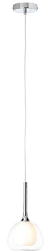 BRILLIANT Lampe Hadan Pendelleuchte 10cm chrom/weiß-transparent | 1x D45, E14, geeignet für Tropfenlampen (nicht enthalten) | In der Höhe einstellbar/Kabel kürzbar