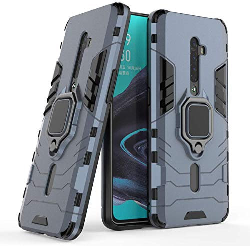 MRSTER Oppo Reno2 Étui Rotatif à 360 degrés avec Support annulaire en TPU 2 en 1 Coque en Silicone Robuste et Hybride résistante aux Chocs pour Oppo Reno 2. HB Blue