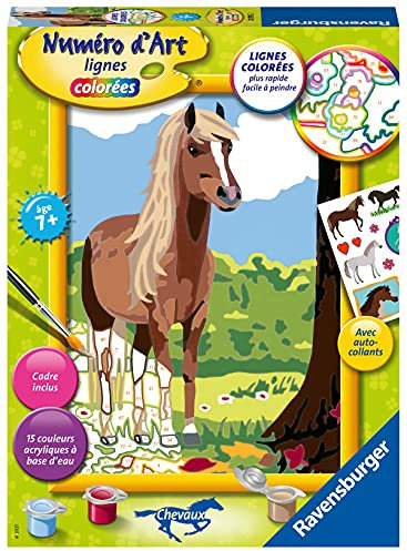 Ravensburger – Numéro d’Art Moyen Format – Cheval et Nature – Loisir créatif – Kit de Peinture par numéros – avec Autocollants – Activité détente et créative – Dès 7 Ans – 28793