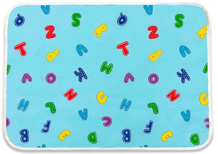 Panini Fabrics, Tischset aus reiner Baumwolle für Mittagessen - Mittagsimbiss - Nachmittagsimbiss im Kindergarten Größe 52 x 37 cm Fancy Blaue Buchstaben