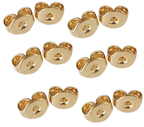 Cretty-Meet 12pcs/6 Pairs 14k Gold Plated Replacement Secure Ear Locking Earring Backs for Stud Earrings