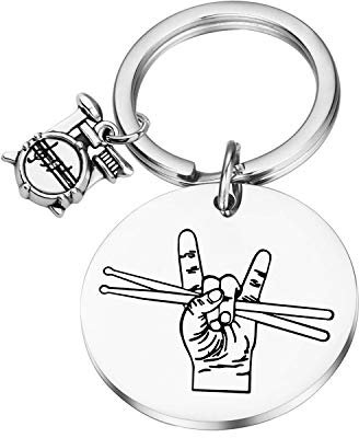 Schlagzeug-Schlüsselanhänger, Musiker-Geschenk, Schlagzeug-Schmuck, Schlagzeug-Schmuck, Schlagzeug-Geschenk, Geschenk für Schlagzeuger, Freund, M, Edelstahl,