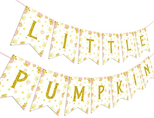 Sursurprise Little Pumpkin Banner Pink und Gold Little Pumpkin Baby Shower Dekorationen für Mädchen Herbst Thanksgiving Herbst 1. Geburtstag Party Supplies