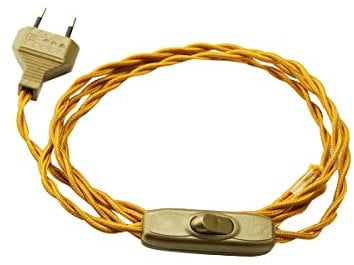 Cablaggio per Lampada Abat-Jour con cavo elettrico tessuto. Colori Vari. (Treccia Oro)