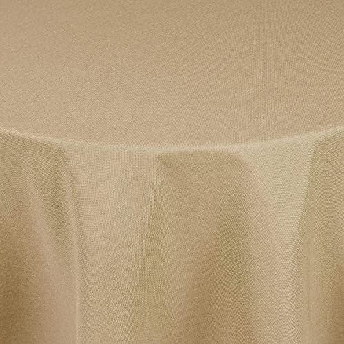 Tischdecke | Sand/Beige - Rund - 140cm | Gartentischdecke | Outdoor-Decke | Lotus-Effekt | Leinen-Optik | Schmutzabweisend