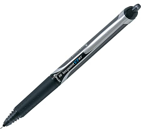 PILOT Pack of 5 Hi-Tecpoint V7 RT Retractable Ink Rollerball Pens 0.5 mm Line Blackaa