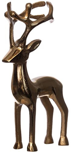 Brandsseller Dekofigur Rentier Weihnachtsdeko Deko Hirsch Aluminium Gold 20 cm hoch