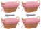 eGenuss 4 paneras rústicas de mimbre grueso + 4 fundas de algodón extraíbles + 4 cubre cestas de algodón transpirable + 2 pinza de acero inoxidable | Rojo