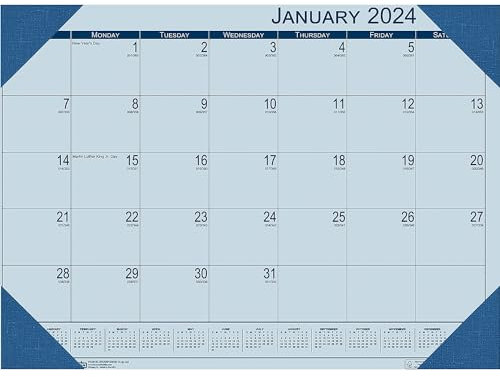 House of Doolittle 2024 Monatlicher Schreibtischunterlage Kalender, EcoTones, blaues Papier, 55,9 x 43,2 cm, Januar - Dezember (HOD12440-24)