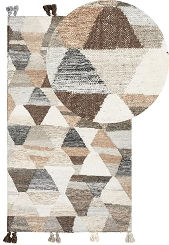 Kelim-Teppich Wolle bunt 80 x 150 cm handgewebt Patchwork Kurzflor Argavand