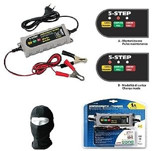 Compatible with Malaguti F 12 Phantom 50 Cat RAC.LIF Battery Charger-Maintainer Current 6/12 V-0.55/1A for Motorcycles Scooters Quad Boats Camper 70178 for Lead, SM, Gel, AGM Universal Batteries