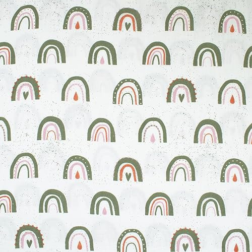 Baumwollstoff Musselin Regenbogen lindgrün