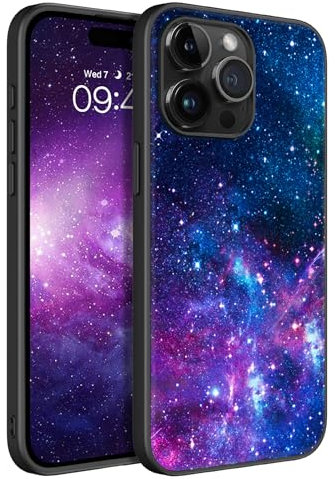 BENTOBEN für Hülle Kompatibel mit iPhone 15 Pro Max, iPhone 15 Pro Max Case Leuchten im Dunkeln Slim Fluoreszenz Nebula Muster PC Schale TPU Bumper Schutzhülle Hülle für iPhone 15 Pro Max -Lila