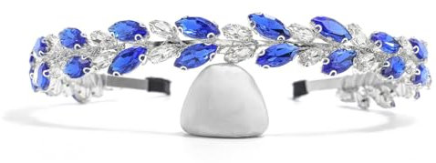 IYOU Braut Hochzeit Stirnband Blau Kristall Haar Bänder Krone Glänzend Strass Kopfstück Tiara Bräute Bräute Party Haarschmuck für Frauen