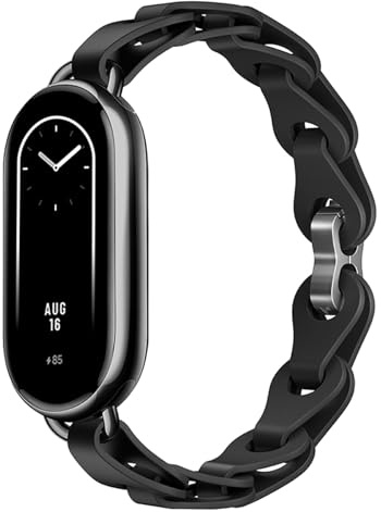 XIHAMA Band Compatible with Xiaomi Smart Mi Band 8 Strap, Silicone Bracelet with Ring Buckle Replacement Watch Straps for Mi Band 8 Ladies Women Smartwatch Bands (Black)