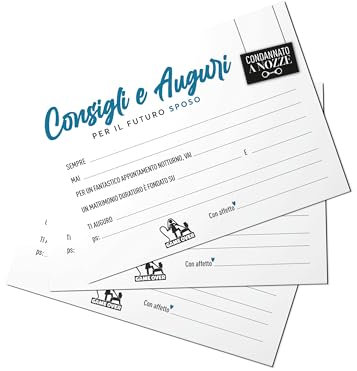 NAÏZAYA Idea Regalo Gioco Addio al Celibato - 30 Biglietti Consigli e Auguri per Il Futuro Sposo - Gadget Scherzi Accessori