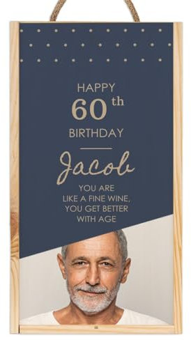 Wanapix | Caja de Vino Personalizada con Fotos y Textos | Caja de Madera con Tapa Corrediza y Asa | Capacidad 2 Botellas | Regalo Original Cumpleaños | 20,5 x 38 x 10,5 cm