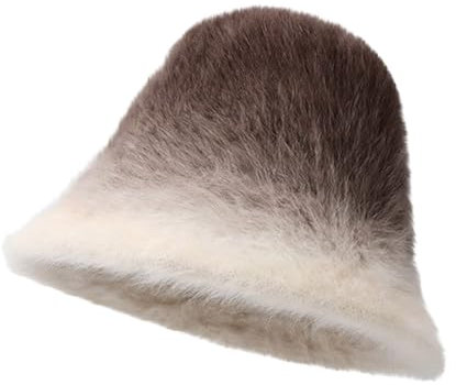 Techno Outfit Herren Verdickter Kaltplüsch-Beckenhut für Damen mit warmem Farbverlauf, Fischerhut Sonnenhut Fischerhut (Brown, One Size)