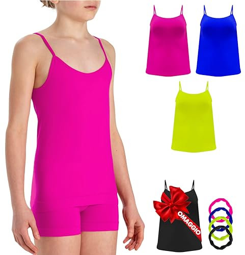 Risalti Canotta Bambina Microfibra Spalla Stretta - Canottiera Bimba Elegante, Intimo più Morbido delle Canottiere Bimba Cotone, Caraco Senza Cuciture 3 PZ - Made in Italy