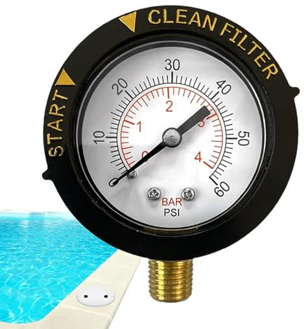 Medidor de presión de agua para piscina de 0 a 60 psi, medidor de presión de agua con indicador de filtro limpio, medidor de bomba de piscina, rosca de tubo de 1/4 pulgadas, accesorios de piscina