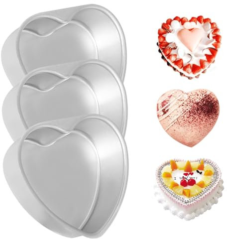 Heart Shaped Cake Pans, 3pcs 6inch Aluminum Alloy Heart Cake Pan, Easy Demolding Cake Pan for Baking
